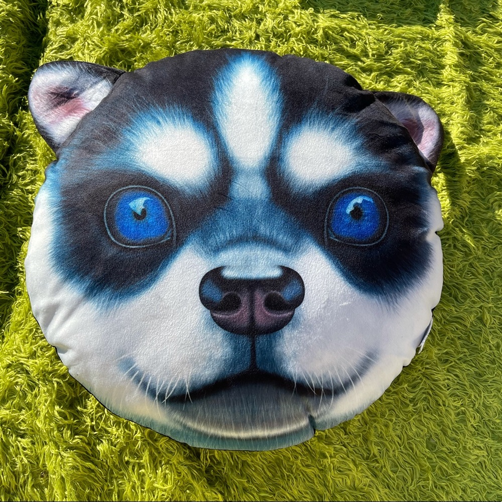 Plush Dog Face Pillow With Giant Blue Eyes 17 Inch